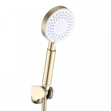 Braižyto aukso dušelis 3 padėčių, žarna 1,5m, laikiklis, Brushed gold BGHS01 Braižyto aukso dušelis 3 padėčių, žarna 1,5m, laikiklis, Brushed gold BGHS01