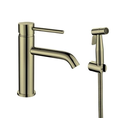 Braižyto aukso plieninis  praustuvo maišytuvas su bidette Cherry, basin mixer with bidet Cherry, brushed gold