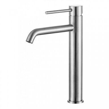 Braižyto plieno aukštas praustuvo maišytuvas, high basin mixer Cherry, brushed steel