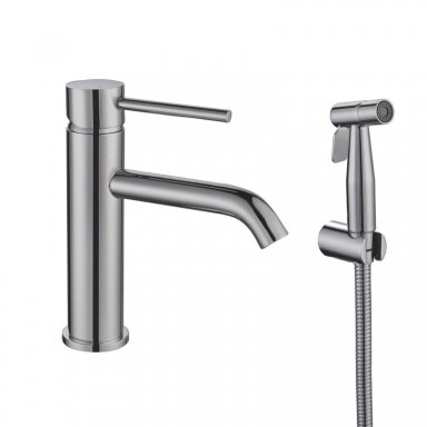 Braižyto plieno aukštas praustuvo maišytuvas su bidette,basin mixer with bidet Cherry, brushed steel