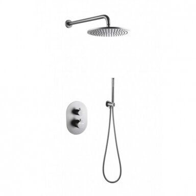 Braižyto plieno termostatinis potinkinis dušo komplektas, BUILT IN THERMOSTATIC RAIN SHOWER SET CHERRY, BRUSHED STEEL Braižyto plieno termostatinis potinkinis dušo komplektas, BUILT IN THERMOSTATIC RAIN SHOWER SET CHERRY, BRUSHED STEEL