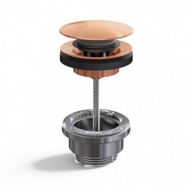 Braižyto raudono aukso universalus dugno vožtuvas klik klak, UNIVERSAL 1”1/4 CLICK-CLACK CHERRY, OUTLET WITH SCREW 0-63 MM, BRUSHED ROSE GOLD Braižyto raudono aukso universalus dugno vožtuvas klik klak, UNIVERSAL 1”1/4 CLICK-CLACK CHERRY, OUTLET WITH SCREW 0-63 MM, BRUSHED ROSE GOLD