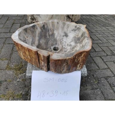 Fosilijos praustuvas , suakmenėjęs medis H15 W39 L48cm Fosilijos praustuvas , suakmenėjęs medis H15 W39 L48cm