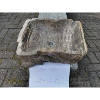 Fosilijos praustuvas , suakmenėjęs medis H15 W45 L49cm Fosilijos praustuvas , suakmenėjęs medis H15 W45 L49cm