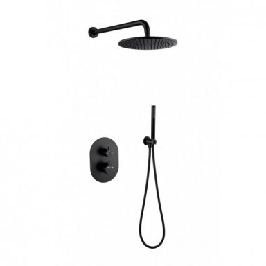 Juodas matinis plieninis termostatinis potinkinis dušo komplektas, BUILT IN THERMOSTATIC RAIN SHOWER SET CHERRY, BLACK MATT Juodas matinis plieninis termostatinis potinkinis dušo komplektas, BUILT IN THERMOSTATIC RAIN SHOWER SET CHERRY, BLACK MATT