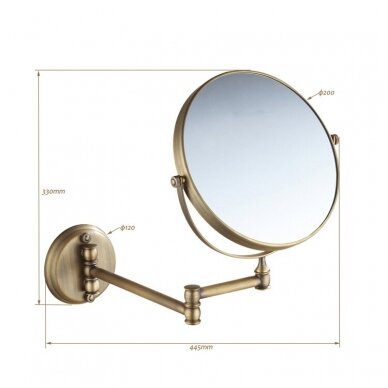 Kosmetinis veidrodis dvipusis didina 3 kart su led apšvietimu chromas, auksas, bronza, juodos spalvos 89401G 6