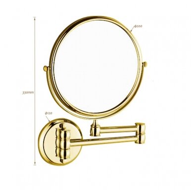 Kosmetinis veidrodis dvipusis didina 3 kart su led apšvietimu chromas, auksas, bronza, juodos spalvos 89401G 3