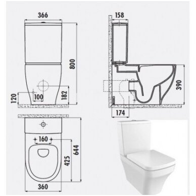 Rimless WC SOLO, UNIVERSAL TRAP, DUAL FLUSH (SO361+MA410+IT5030) 1